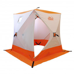 Палатка зимняя куб СЛЕДОПЫТ 1,5 х1,5 м, Oxford 210D PU 1000, 2-местная, цв. бело-оранж.