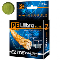 Леска плетеная Aqua Pe Ultra Elite Z-8 оливк. 0.50мм 135м